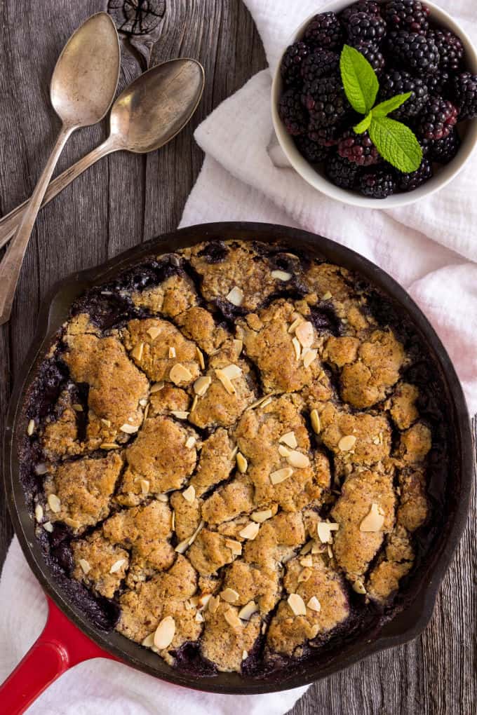 Blackberry Cobbler in Cast Iron Skillet