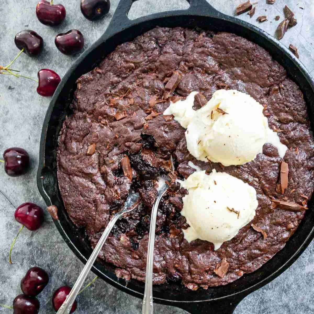 Cherry Chocolate Cast Iron Skillet Dessert