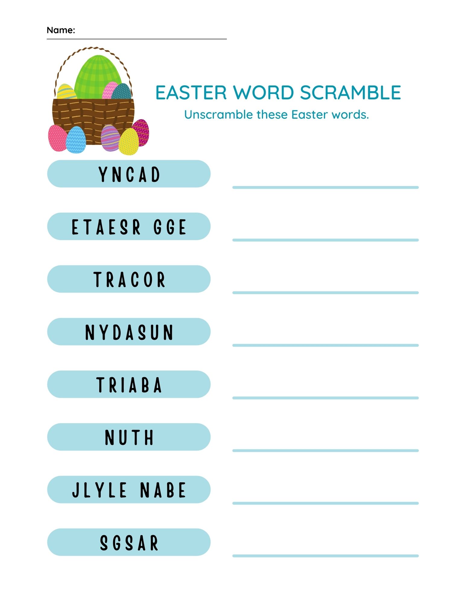 Easter Word Scramble #1