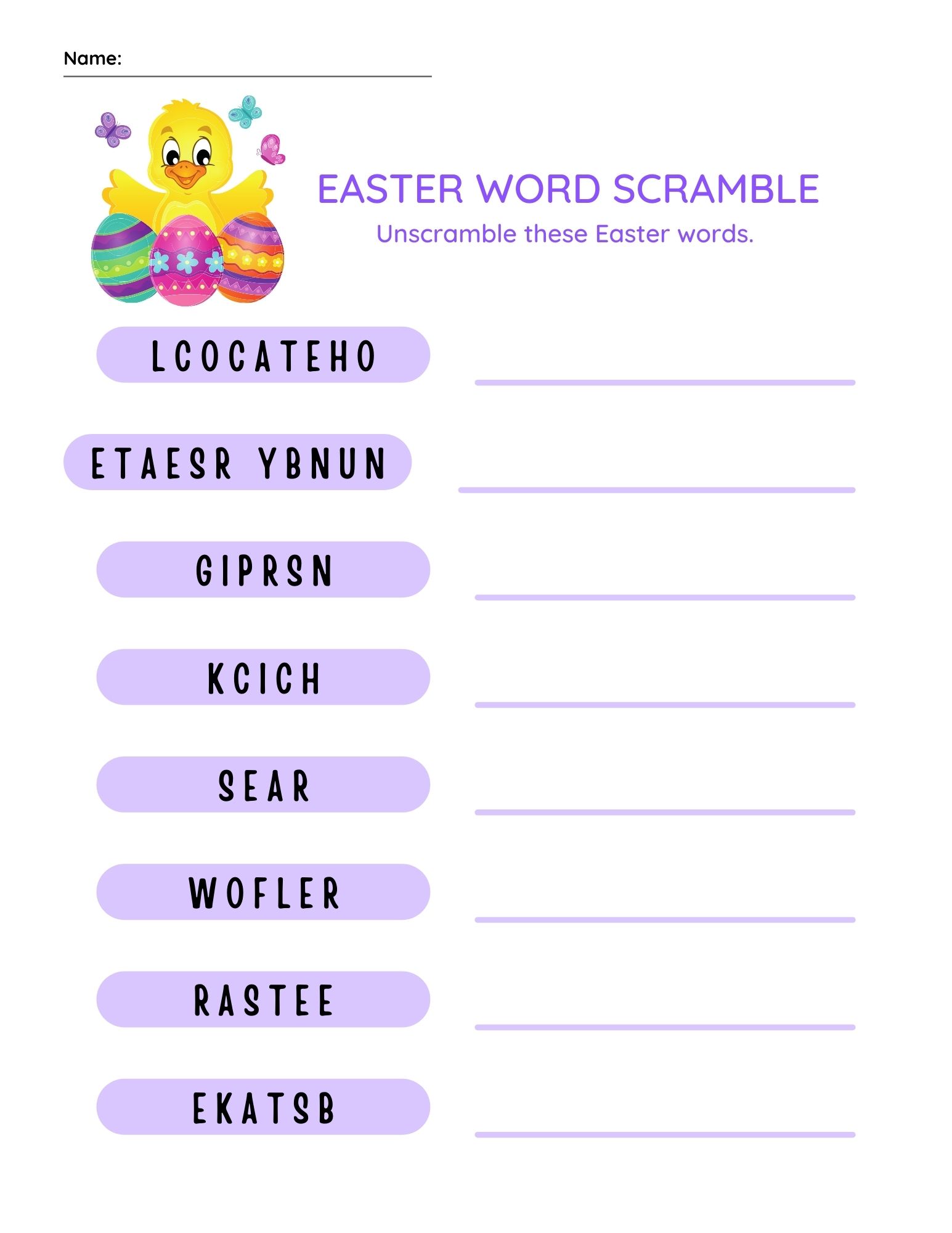 Easter Word Scramble #2