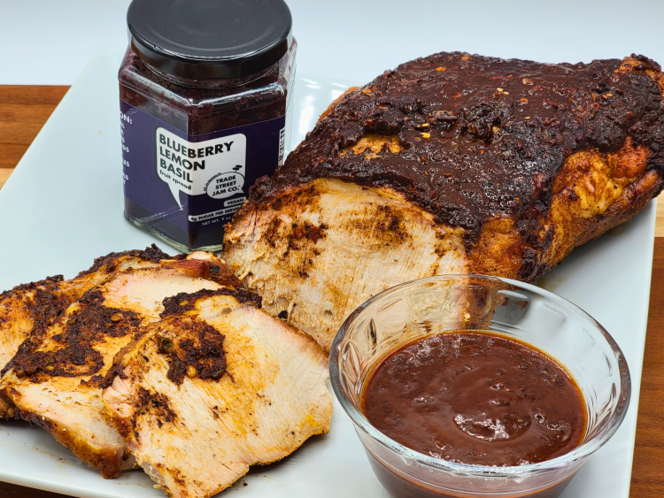 Smoked Pork Loin with Blueberry Chipotle Sauce