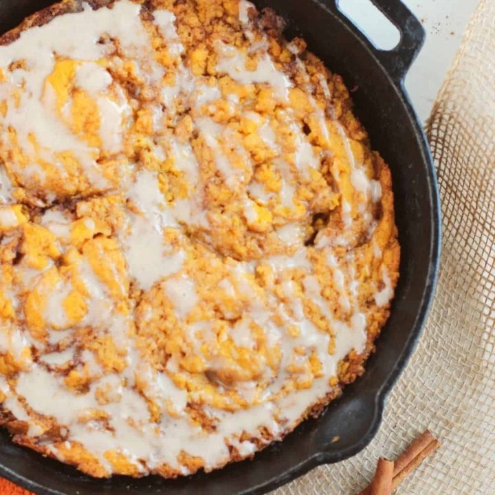 Pumpkin Cinnamon Roll Skillet Cake