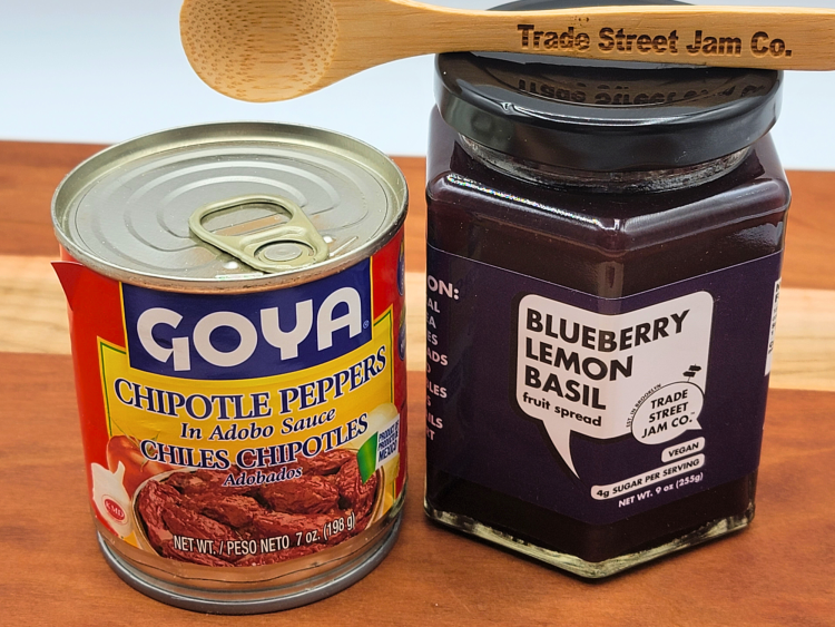 Chipotle Adobo and Blueberry Lemon Basil fruit spread from Trade Street Jam Co.