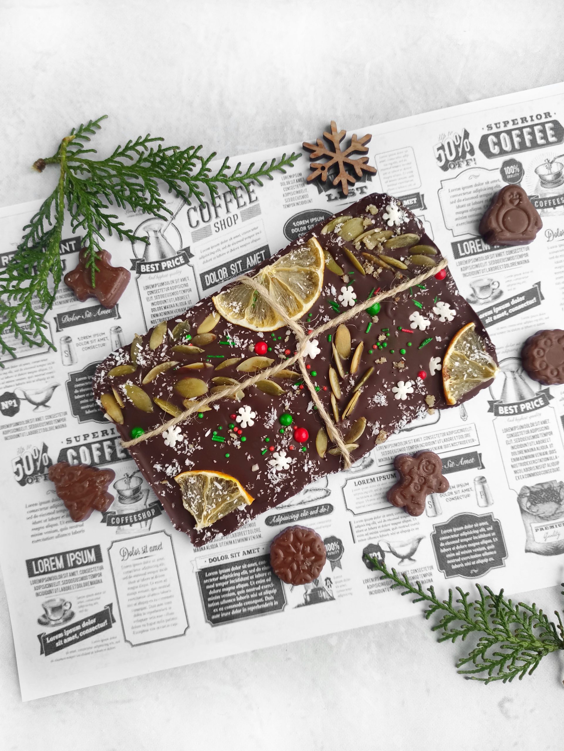 Decorated Homemade Chocolate Bar