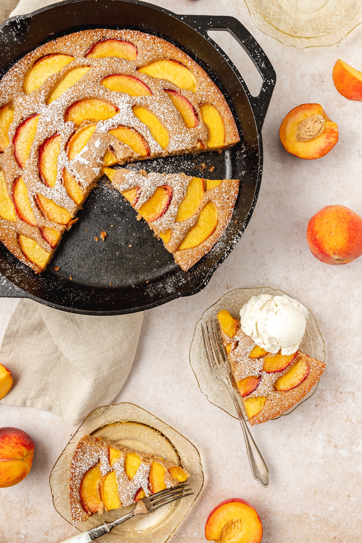 Brown Butter Peach Skillet Cake