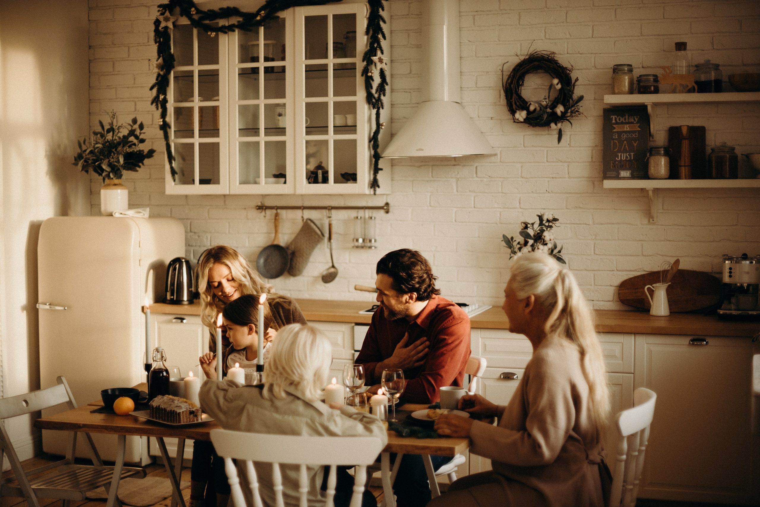 family having dinner